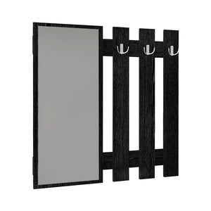 Κρεμάστρα τοίχου με καθρέπτη Folin  χρώμα sencron black 90x4x90εκ. - Pakobazaar