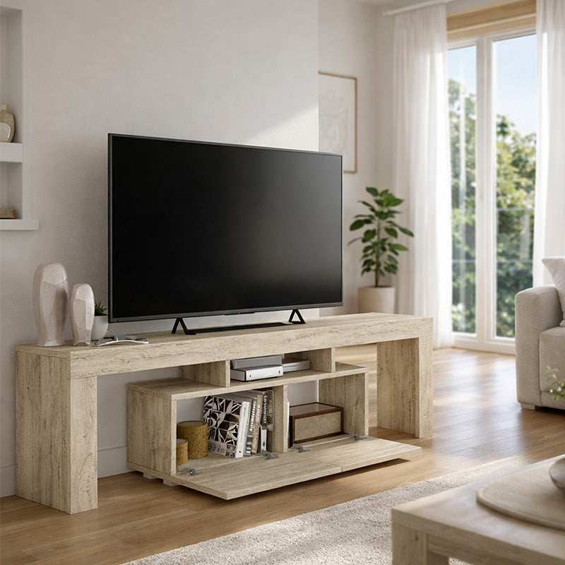 Έπιπλο τηλεόρασης Woodra  χρώμα travertine 180x31,3x50,2εκ. - Pakobazaar