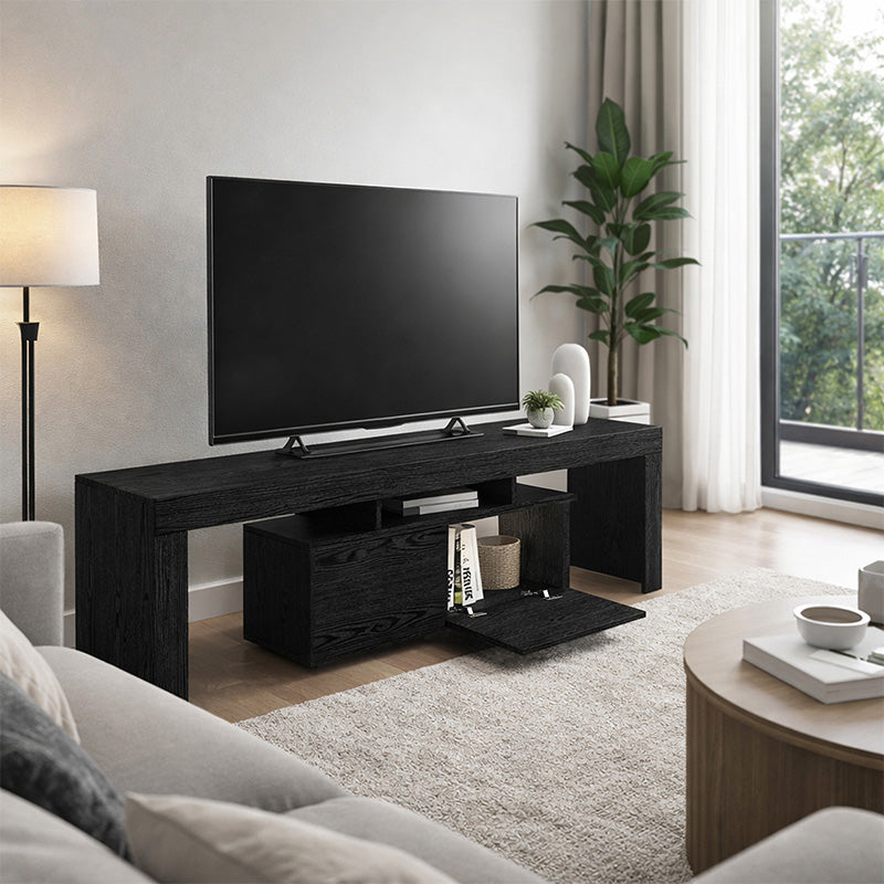 Έπιπλο τηλεόρασης Woodra  χρώμα sencron black 180x31,3x50,2εκ. - Pakobazaar