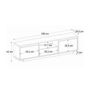 Έπιπλο τηλεόρασης Lumbera  χρώμα travertine 160x29,5x42εκ. - Pakobazaar