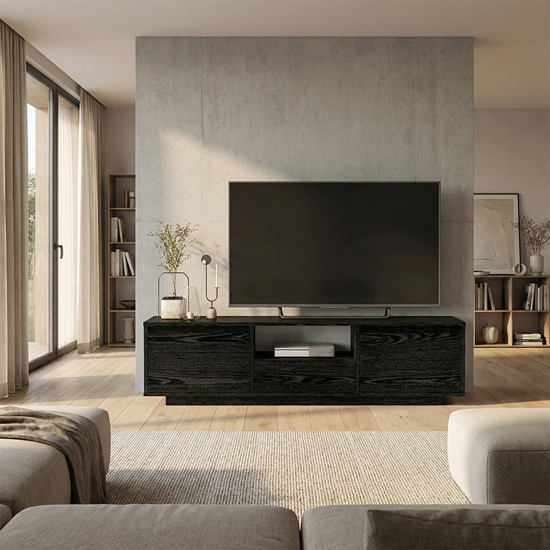 Έπιπλο τηλεόρασης Lumbera  χρώμα sencron black 160x29,5x42εκ. - Pakobazaar