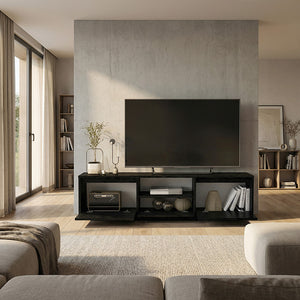 Έπιπλο τηλεόρασης Lumbera  χρώμα sencron black 160x29,5x42εκ. - Pakobazaar