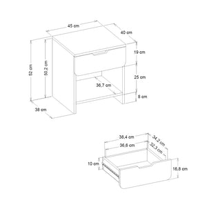 Κομοδίνο Mida  χρώμα sepet oak 45x40x52εκ. - Pakobazaar