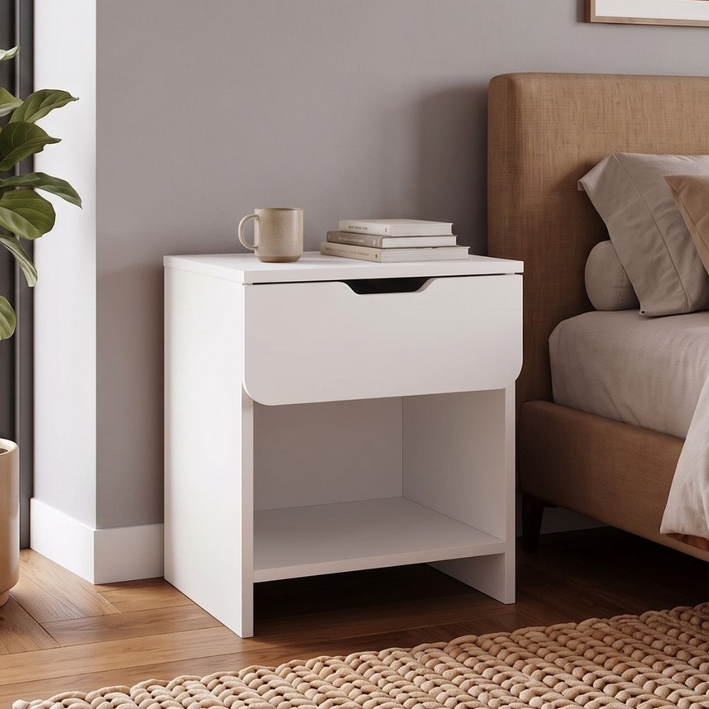 Κομοδίνο Mida  χρώμα λευκό 45x40x52εκ. - Pakobazaar