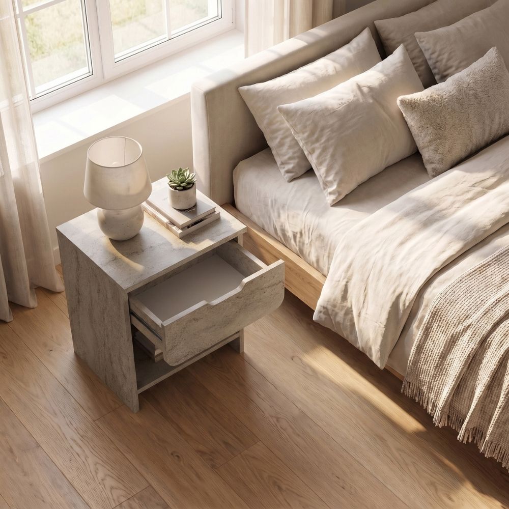 Κομοδίνο Mida  χρώμα travertine 45x40x52εκ.