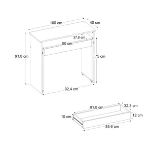 Κονσόλα - Γραφείο εργασίας Fellos  χρώμα λευκό 100x40x91,8εκ. - Pakobazaar