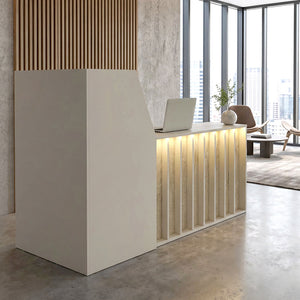 Γραφείο υποδοχής - reception Zegma  με LED χρώμα sandstone - travertine 181,2x73,2x120εκ. - Pakobazaar