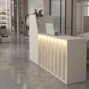 Γραφείο υποδοχής - reception Zegma  με LED χρώμα sandstone - travertine 181,2x73,2x120εκ. - Pakobazaar