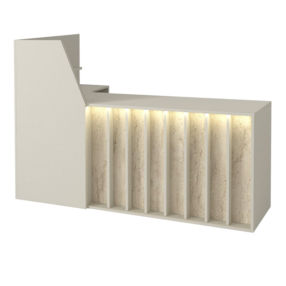 Γραφείο υποδοχής - reception Zegma  με LED χρώμα sandstone - travertine 181,2x73,2x120εκ.