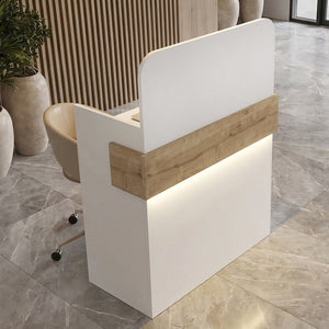 Γραφείο υποδοχής - reception Telmos  με LED χρώμα λευκό - sapphire oak 90x43,6x119,2εκ. - Pakobazaar