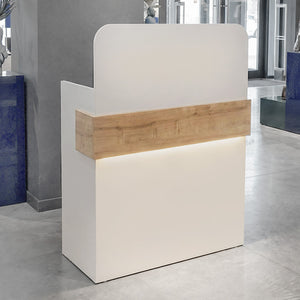 Γραφείο υποδοχής - reception Telmos  με LED χρώμα λευκό - sapphire oak 90x43,6x119,2εκ. - Pakobazaar