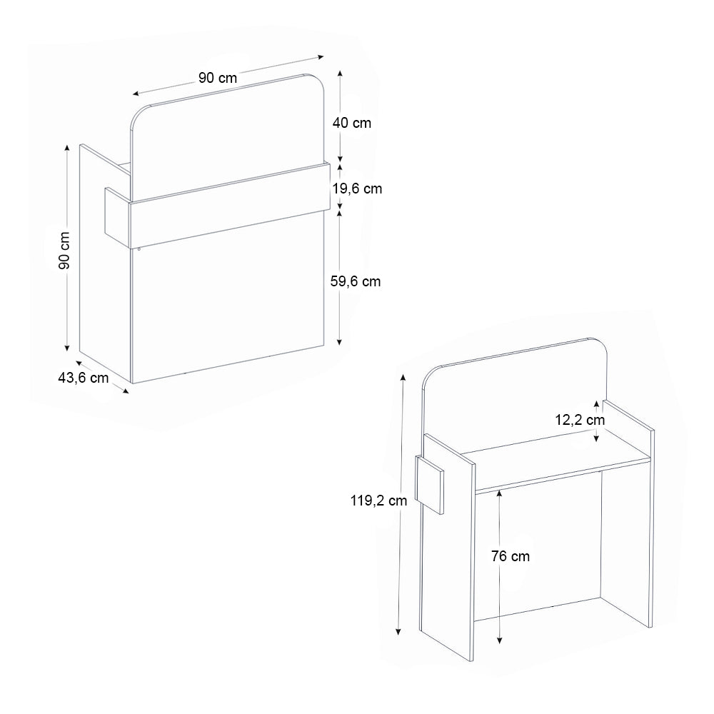 Γραφείο υποδοχής - reception Telmos  με LED χρώμα λευκό - sapphire oak 90x43,6x119,2εκ.