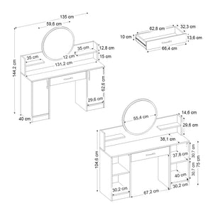 Τουαλέτα με καθρέπτη Talos  χρώμα λευκό 135x40x144,2εκ. - Pakobazaar
