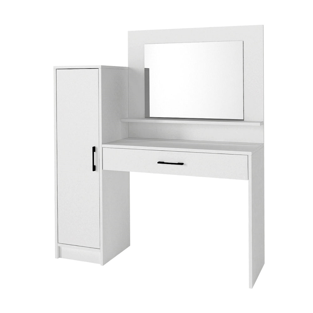 Τουαλέτα με καθρέπτη Kaunos  χρώμα λευκό 123,8x40x148,2εκ.