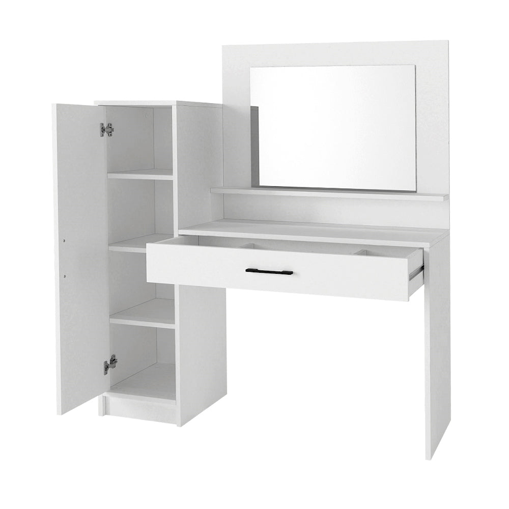 Τουαλέτα με καθρέπτη Kaunos  χρώμα λευκό 123,8x40x148,2εκ.