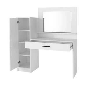 Τουαλέτα με καθρέπτη Kaunos  χρώμα λευκό 123,8x40x148,2εκ. - Pakobazaar