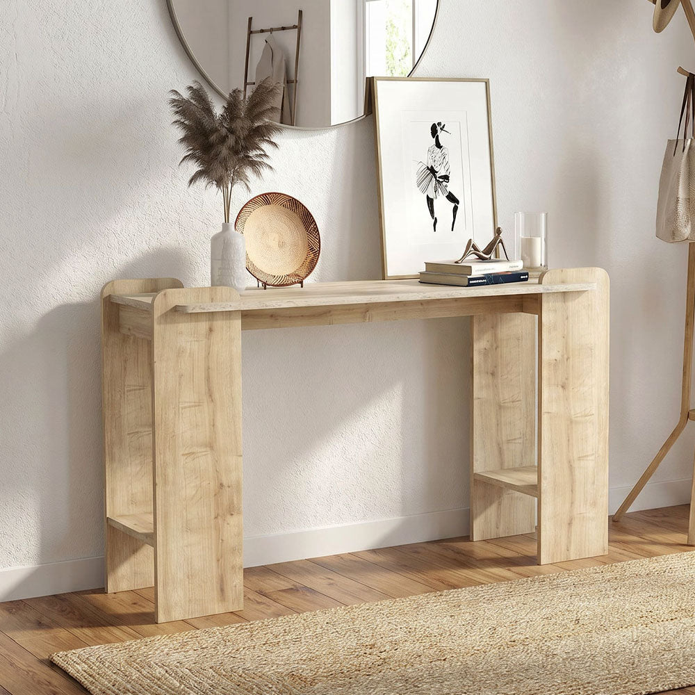Κονσόλα Mendoza  χρώμα sapphire oak - travertine 130,8x35x76,8εκ.