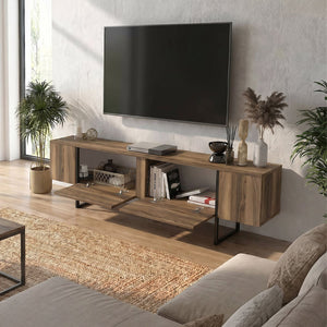 Έπιπλο τηλεόρασης Orontes  χρώμα καρυδί 180x29,6x50εκ. - Pakobazaar