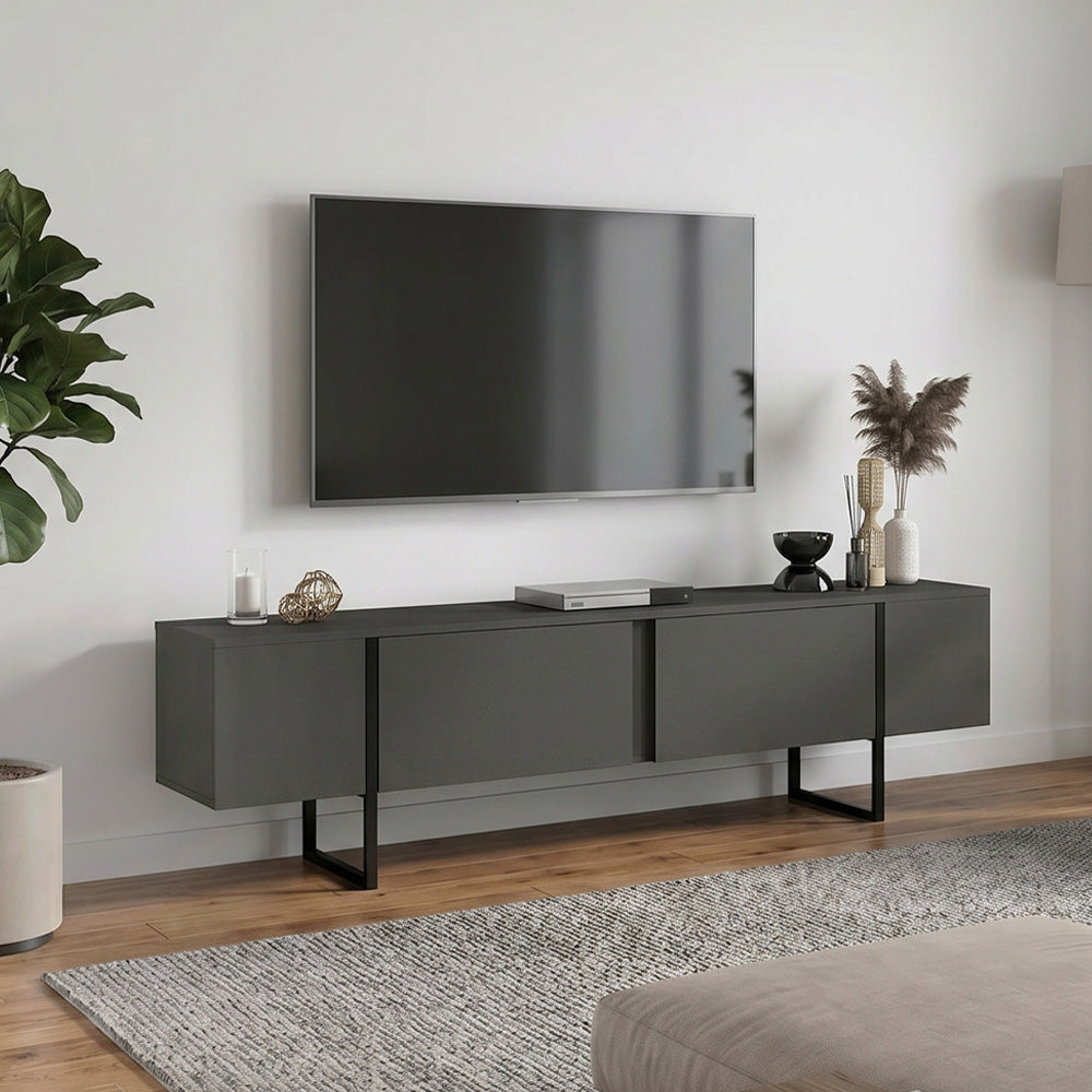Έπιπλο τηλεόρασης Orontes  χρώμα ανθρακί 180x29,6x50εκ.