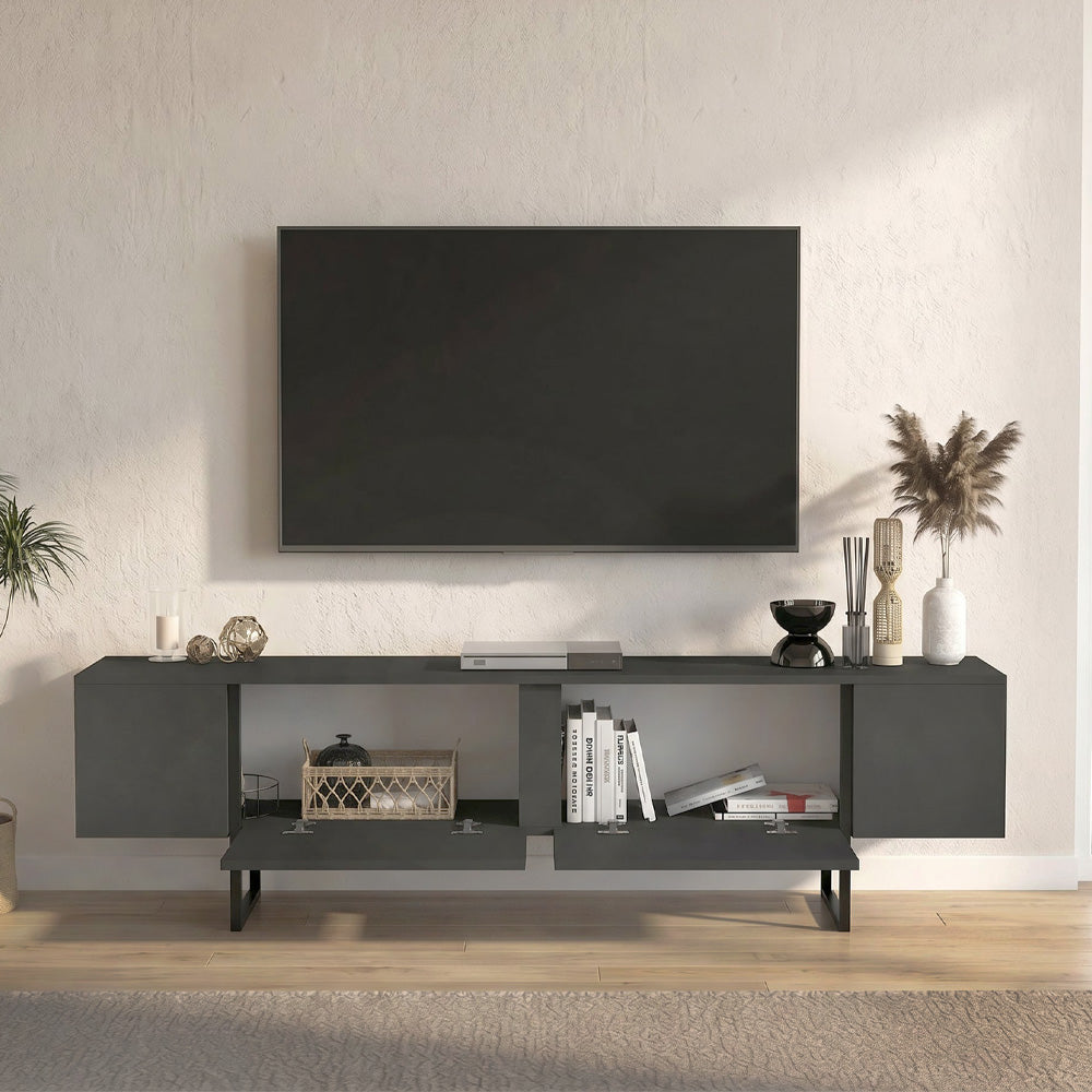 Έπιπλο τηλεόρασης Orontes  χρώμα ανθρακί 180x29,6x50εκ.