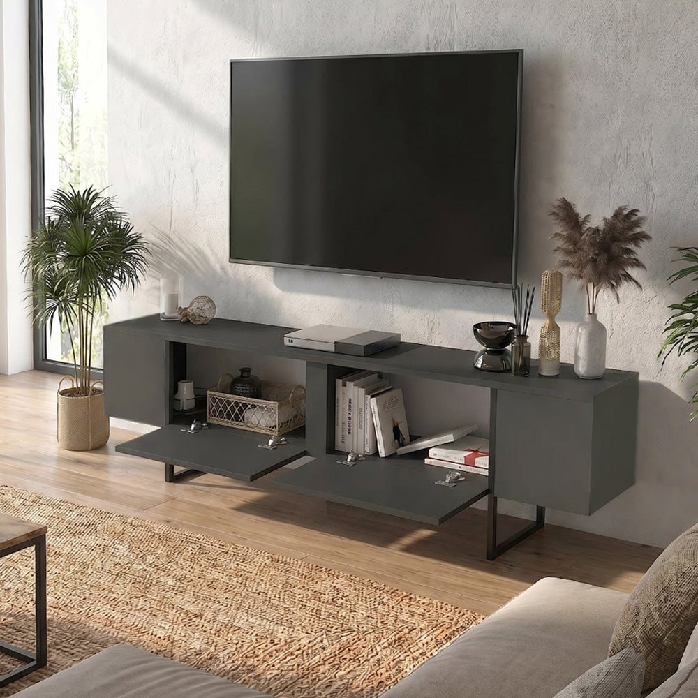 Έπιπλο τηλεόρασης Orontes  χρώμα ανθρακί 180x29,6x50εκ.