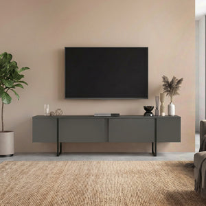 Έπιπλο τηλεόρασης Orontes  χρώμα ανθρακί 180x29,6x50εκ. - Pakobazaar
