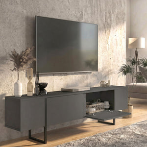 Έπιπλο τηλεόρασης Orontes  χρώμα ανθρακί 180x29,6x50εκ. - Pakobazaar