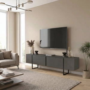 Έπιπλο τηλεόρασης Orontes  χρώμα ανθρακί 180x29,6x50εκ. - Pakobazaar