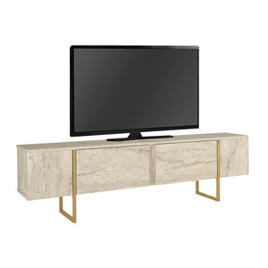 Έπιπλο τηλεόρασης Orontes  χρώμα travertine - χρυσό 180x29,6x50εκ. - Pakobazaar