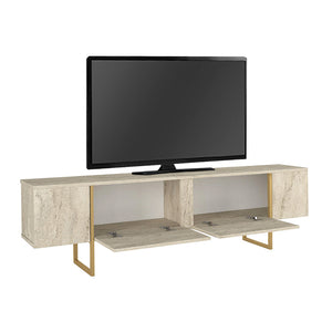 Έπιπλο τηλεόρασης Orontes  χρώμα travertine - χρυσό 180x29,6x50εκ. - Pakobazaar