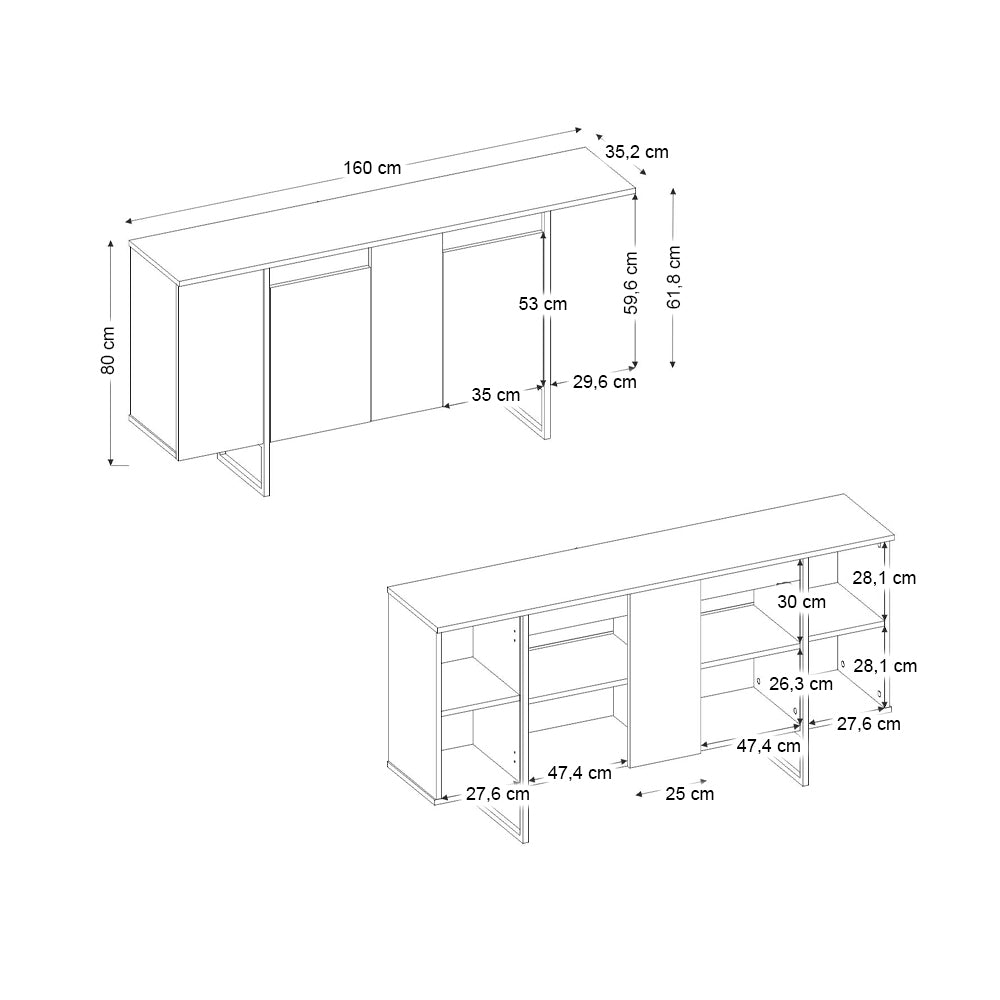 Μπουφές Orontes  χρώμα καρυδί 160x35,2x80εκ.