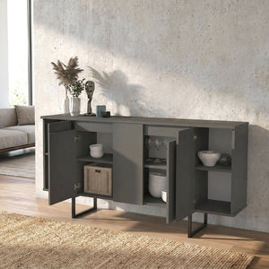 Μπουφές Orontes  χρώμα ανθρακί 160x35,2x80εκ. - Pakobazaar