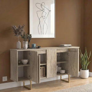 Μπουφές Orontes  χρώμα travertine - χρυσό 160x35,2x80εκ. - Pakobazaar