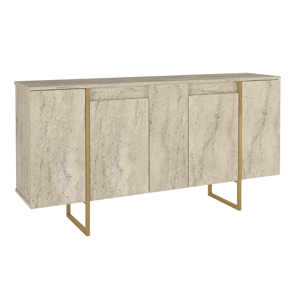 Μπουφές Orontes  χρώμα travertine - χρυσό 160x35,2x80εκ.