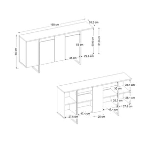Μπουφές Orontes  χρώμα travertine - χρυσό 160x35,2x80εκ. - Pakobazaar
