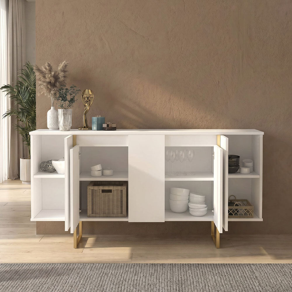 Μπουφές Orontes  χρώμα λευκό - χρυσό 160x35,2x80εκ.