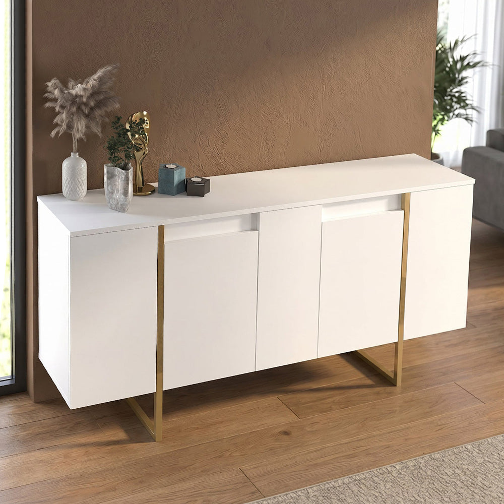 Μπουφές Orontes  χρώμα λευκό - χρυσό 160x35,2x80εκ.