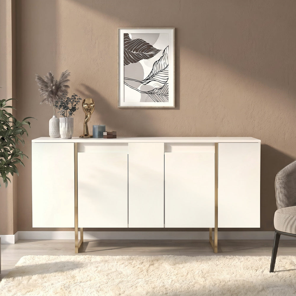 Μπουφές Orontes  χρώμα λευκό - χρυσό 160x35,2x80εκ.