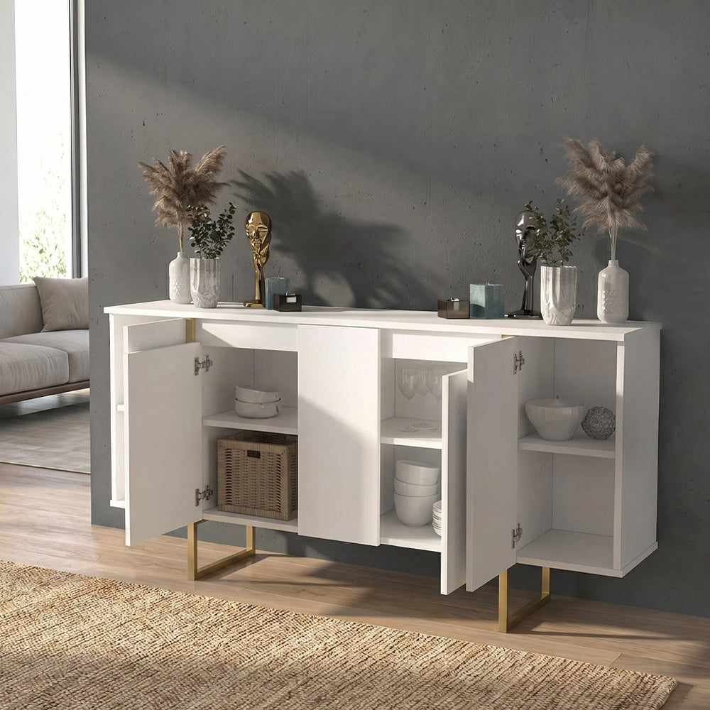 Μπουφές Orontes  χρώμα λευκό - χρυσό 160x35,2x80εκ.