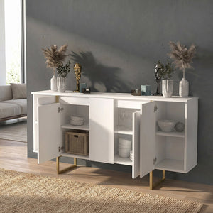 Μπουφές Orontes  χρώμα λευκό - χρυσό 160x35,2x80εκ. - Pakobazaar