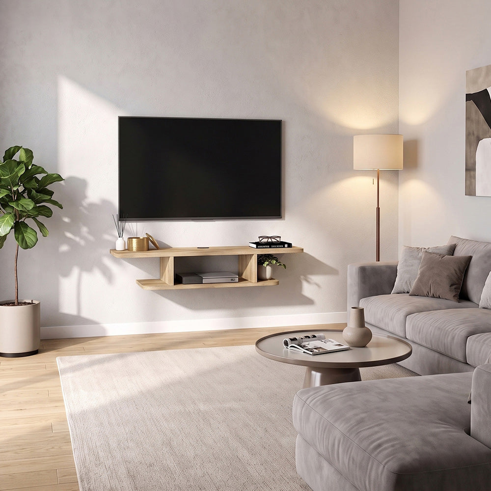Έπιπλο τηλεόρασης επιτοίχιο Arkea  χρώμα sepet oak 105x29,6x18,6εκ. - Pakobazaar