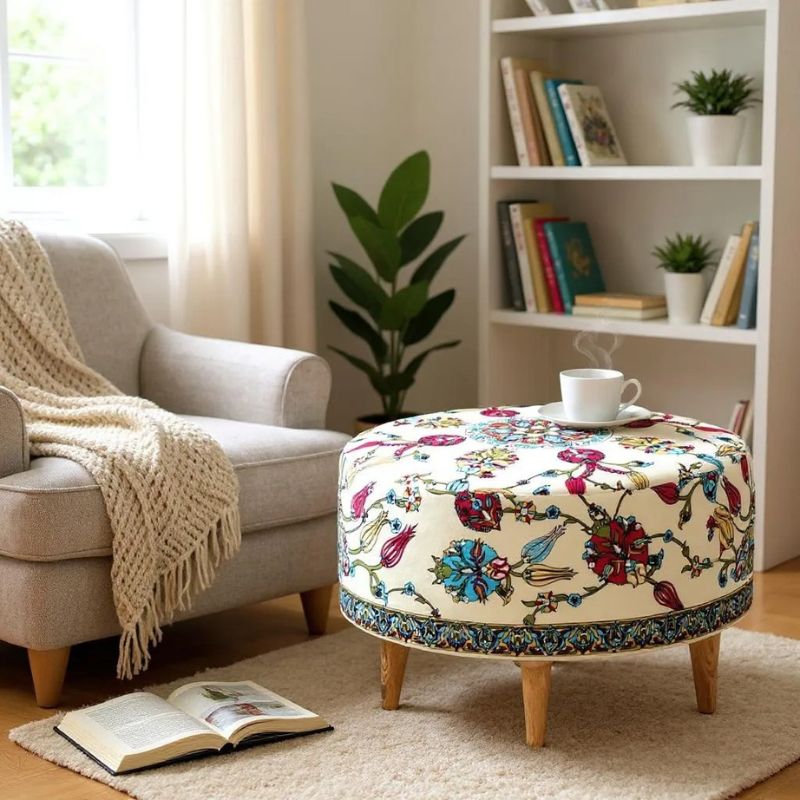 Σκαμπώ Rimini  υφασμάτινο πολύχρωμο 65x65x40εκ.