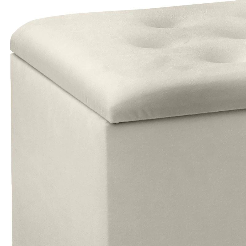 Σκαμπώ - Ταμπουρέ Lotus  βελούδινο χρώμα κρεμ 90x40x50εκ. - Pakobazaar