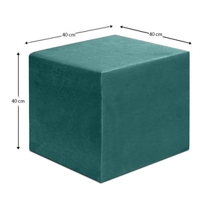 Σκαμπώ April  βελούδινο χρώμα κυπαρισσί 40x40x40εκ.