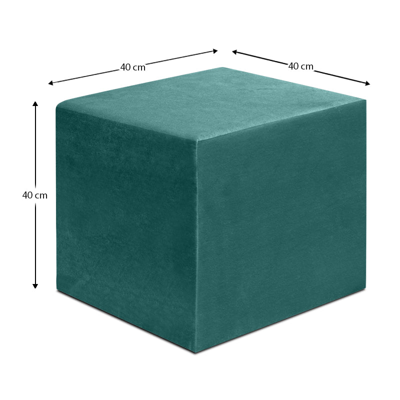 Σκαμπώ April  βελούδινο χρώμα κυπαρισσί 40x40x40εκ.
