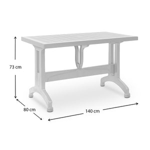 Τραπέζι πολυπροπυλενίου Callan  χρώμα λευκό 140x80x73εκ.
