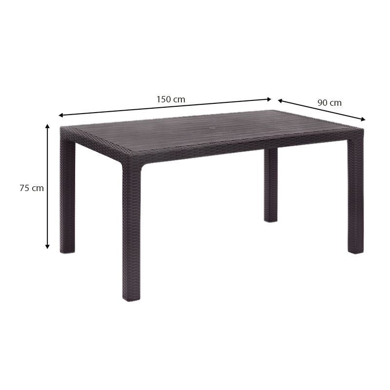 Τραπέζι πολυπροπυλενίου Kalan  χρώμα καφέ 150x90x75εκ. - Pakobazaar