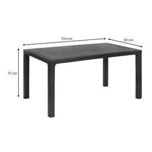 Τραπέζι πολυπροπυλενίου Kalan  χρώμα ανθρακί 150x90x75εκ. - Pakobazaar