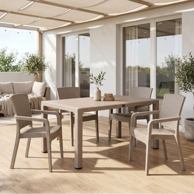 Τραπέζι πολυπροπυλενίου Kalan  χρώμα cappuccino 150x90x75εκ. - Pakobazaar