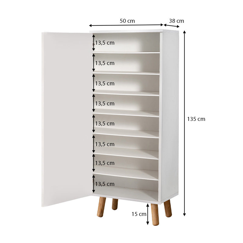 Ντουλάπι κουζίνας/μπάνιου - Παπουτσοθήκη Assiri  χρώμα λευκό 50x38x135εκ.